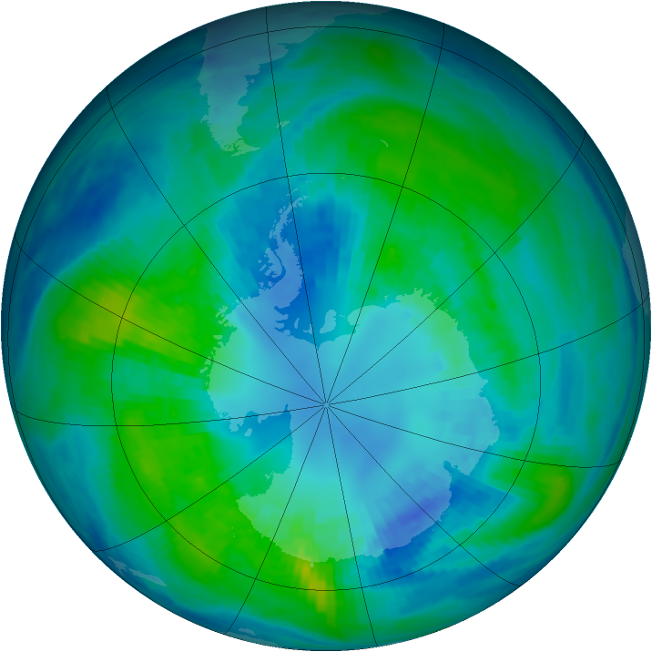 Antarctic ozone map for 14 April 1988